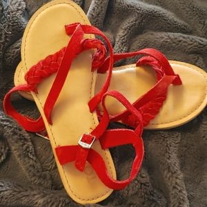 Suede TOMS red sandles